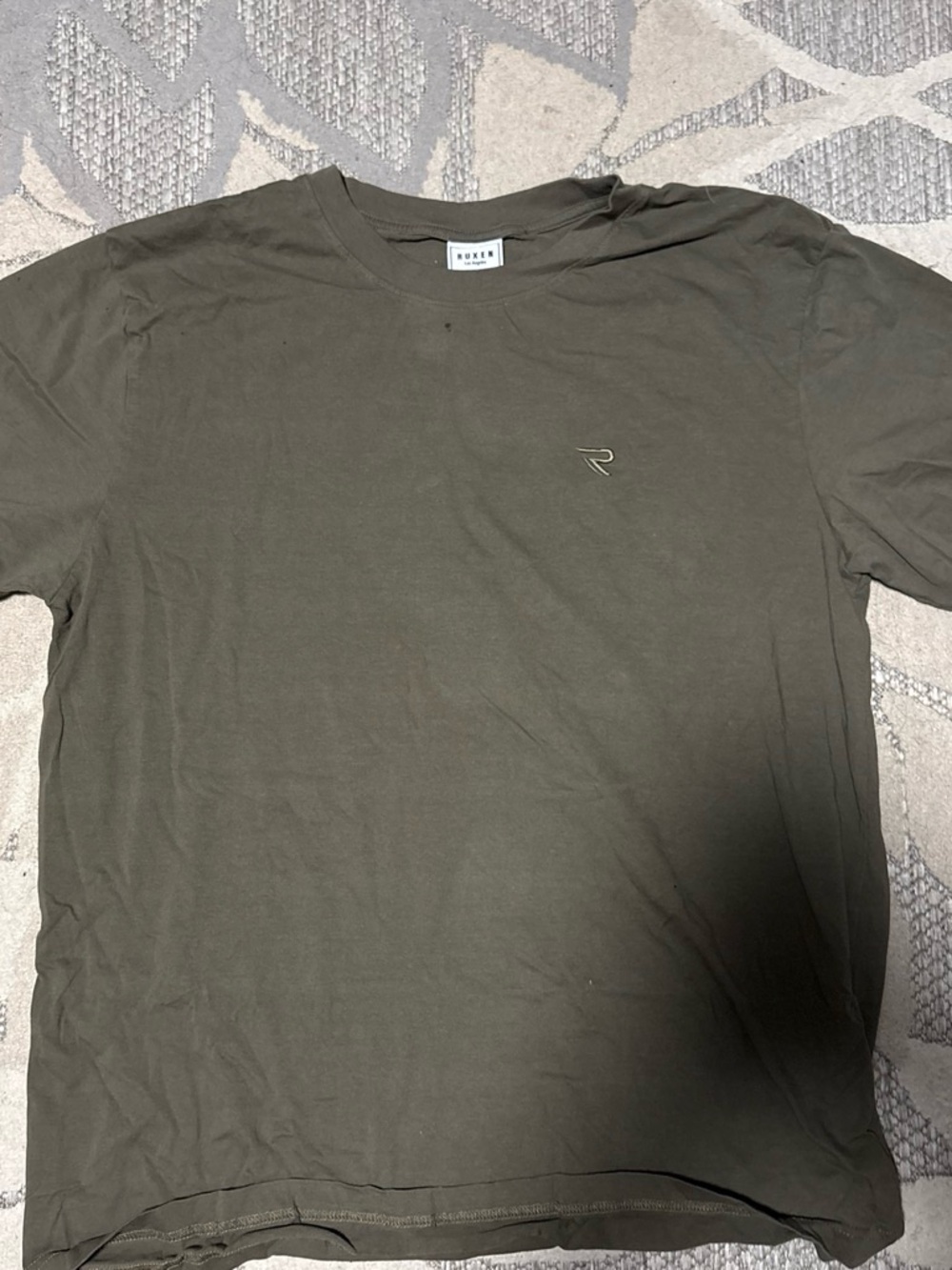 RUKEN Men's Olive Crewneck T-Shirt with Subtle Logo